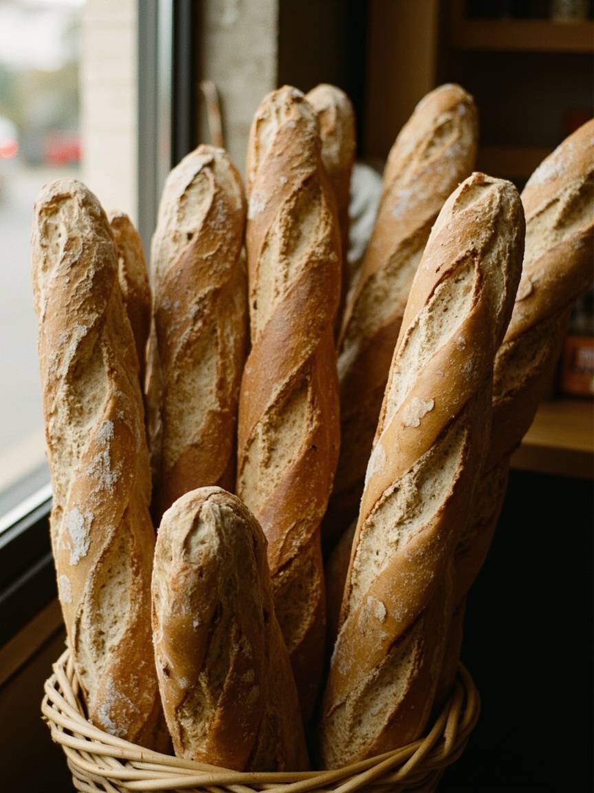 Baguettes de tradition dans le panier en osier